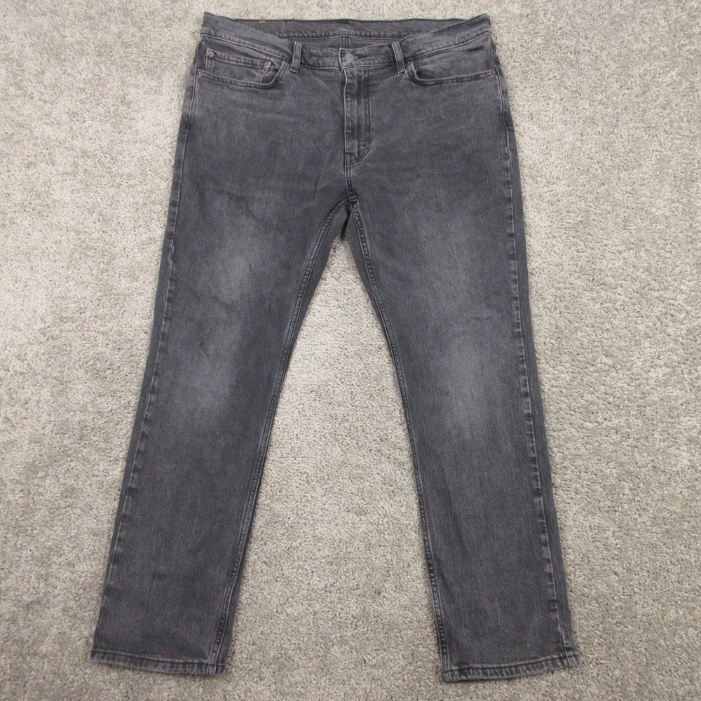 Levis Jeans‎ Mens 36x30 Gray 511 Slim Straight Faded Whiskering Zip Denim Pants